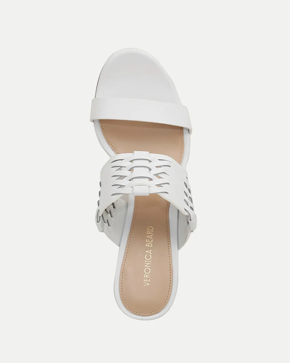 Georgie White Woven Leather Heeled Sandal>Veronica Beard