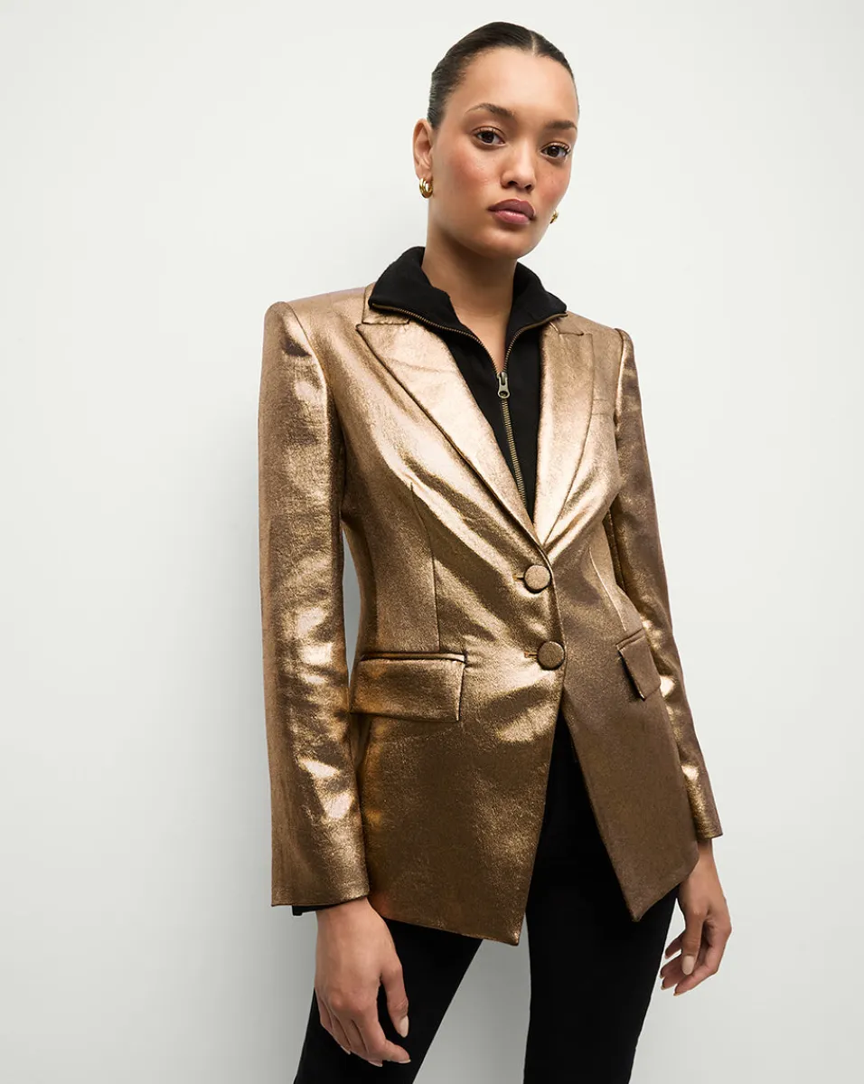 Izara Dickey Jacket in Vintage Gold x Poppy Delevingne>Veronica Beard Sale