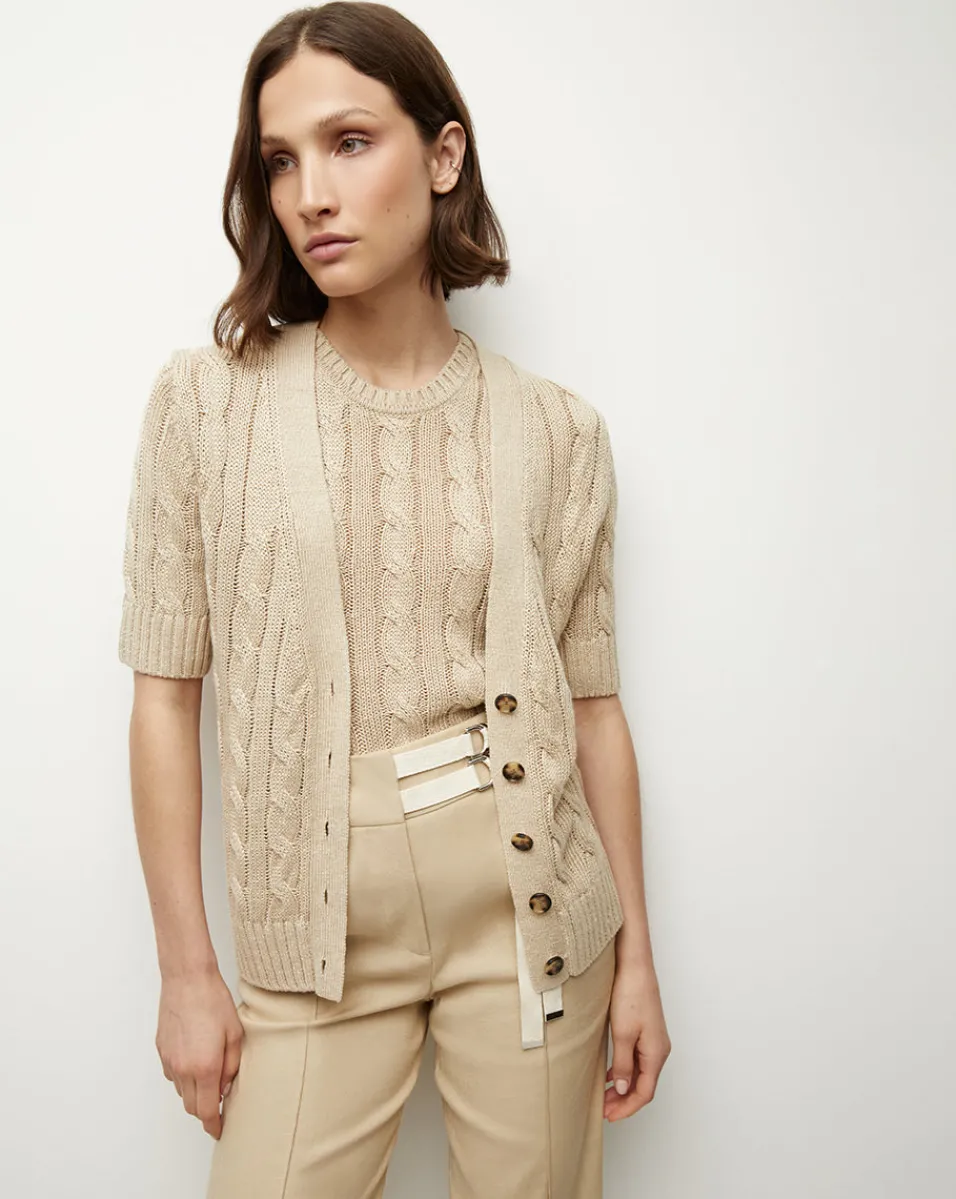 Jerrel Silk-Linen Tank in Stone Khaki>Veronica Beard