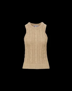 Jerrel Silk-Linen Tank in Stone Khaki><noscript><img width=