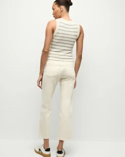 Jerrel Striped Cashmere Tank in Ivory/Heather Grey><noscript><img width=