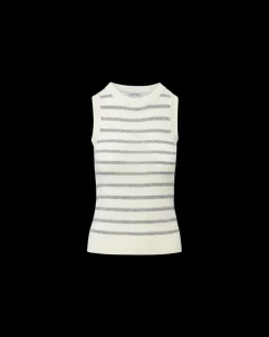 Jerrel Striped Cashmere Tank in Ivory/Heather Grey><noscript><img width=