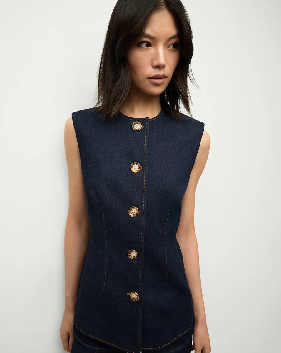 Jessup Denim Vest in Dark Oxford>Veronica Beard Clearance
