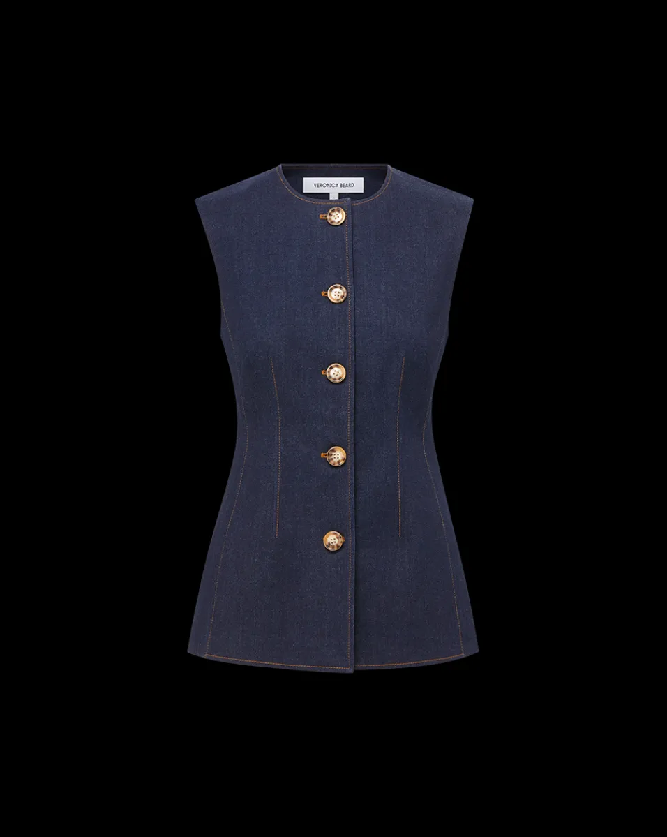 Jessup Denim Vest in Dark Oxford>Veronica Beard Clearance