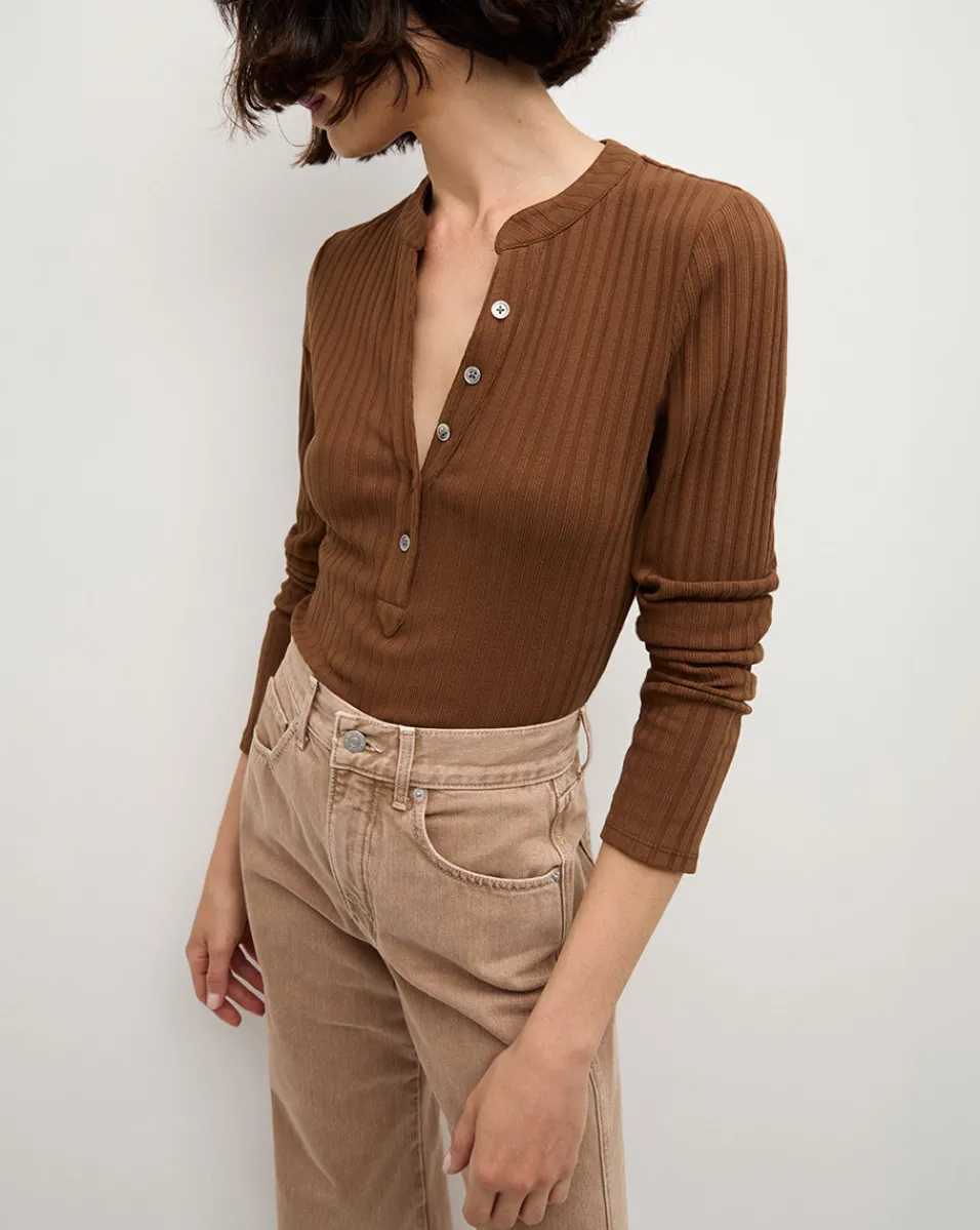 Jocelyn Henley Shirt in Brown>Veronica Beard Sale