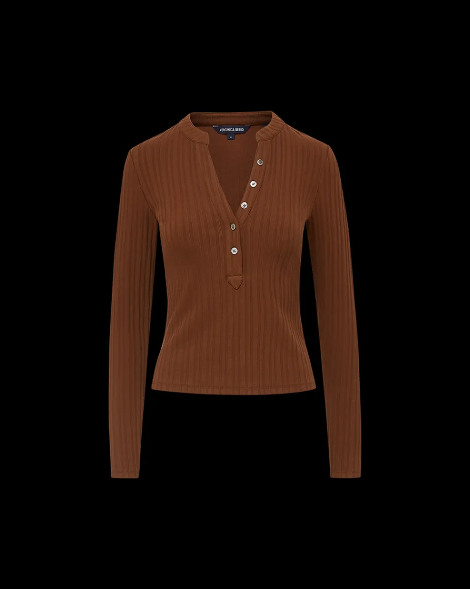 Jocelyn Henley Shirt in Brown>Veronica Beard Sale