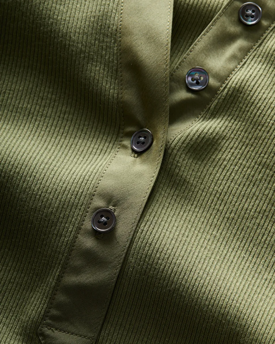 Jocelyn Henley Shirt in Stone Army>Veronica Beard Clearance