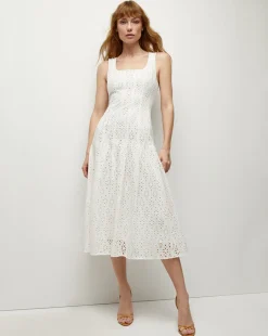 Jolie Cotton Eyelet Dress in>Veronica Beard Clearance
