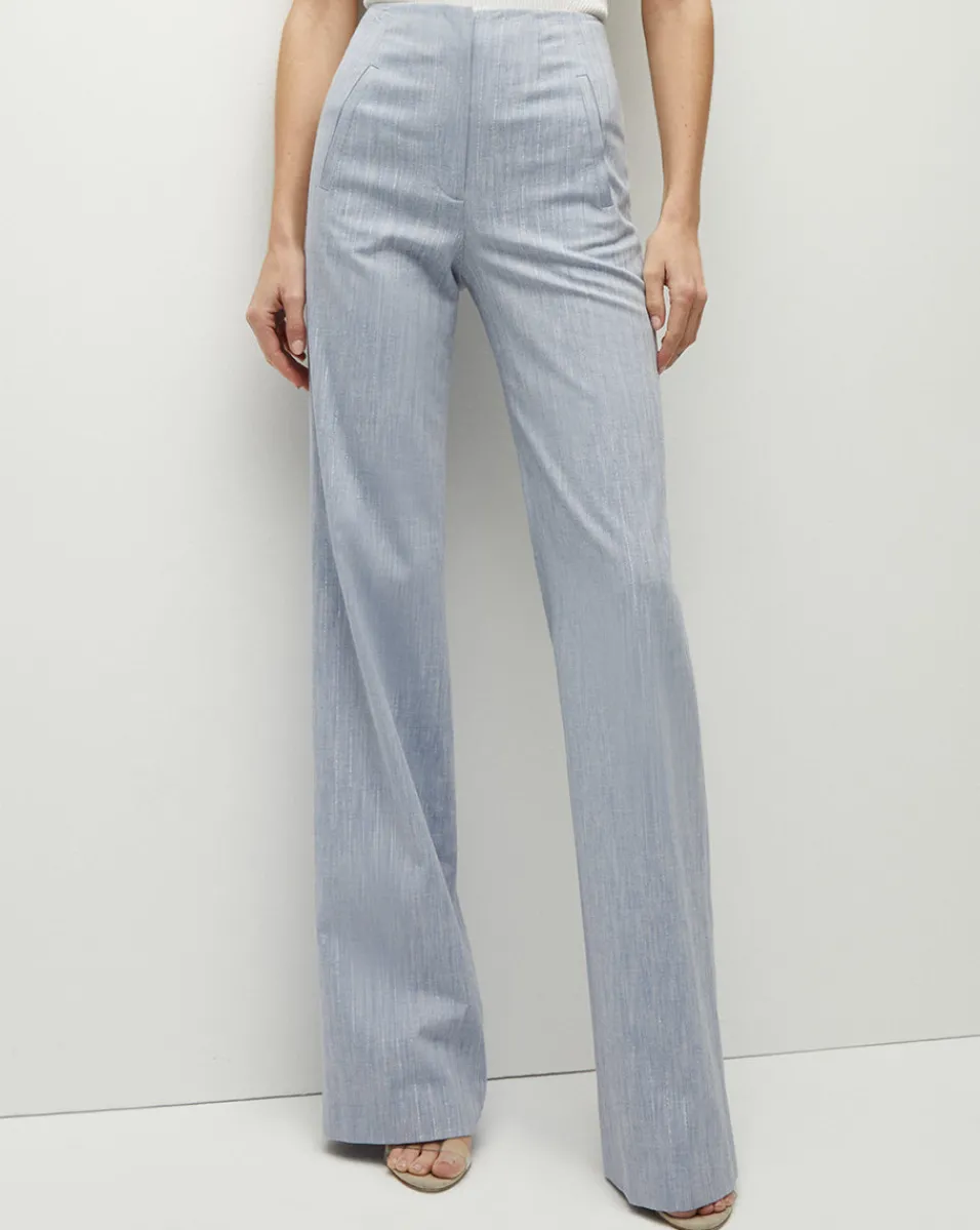 Jude Metallic Pinstripe Pant in Blue Oasis>Veronica Beard New
