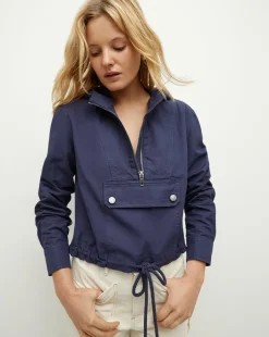 Kaeli Twill Half-Zip Anorak in>Veronica Beard