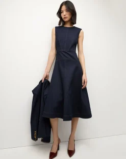 Karrigan Denim Midi Dress in Dark Wash>Veronica Beard Online