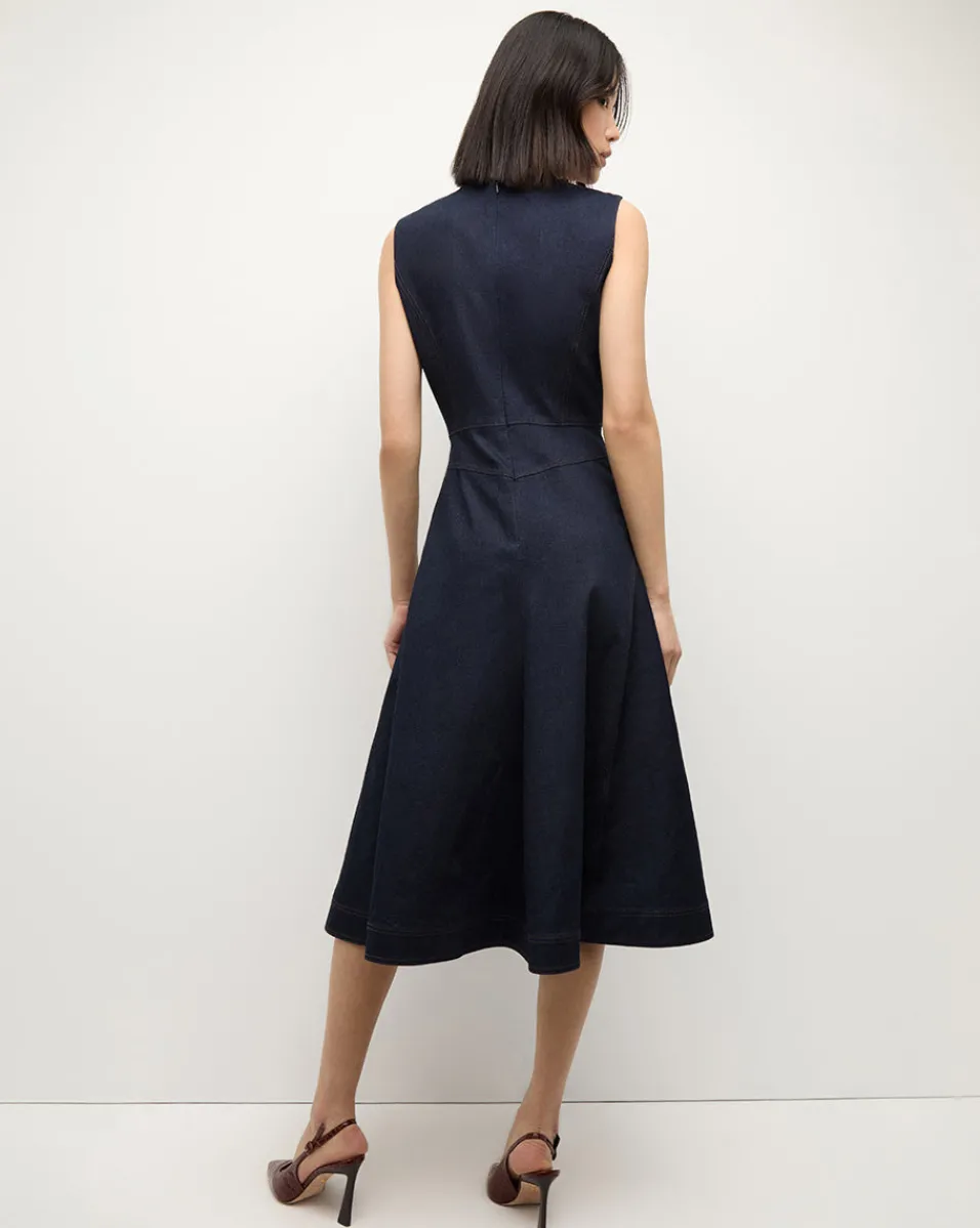 Karrigan Denim Midi Dress in Dark Wash>Veronica Beard Online