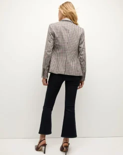 Katie Plaid Dickey Jacket in Oat, Pink & Red Check><noscript><img width=