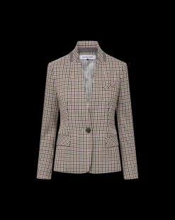 Katie Plaid Dickey Jacket in Oat, Pink & Red Check><noscript><img width=