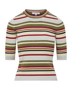 Kavya color Striped Ribbed Sweater><noscript><img width=