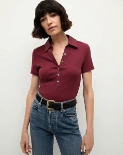 Kearney Button-Down Tee in>Veronica Beard Hot