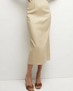 Kimpton Stretch-Linen Skirt in Stone Khaki><noscript><img width=