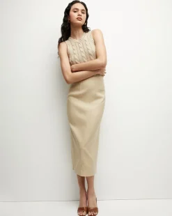 Kimpton Stretch-Linen Skirt in Stone Khaki><noscript><img width=