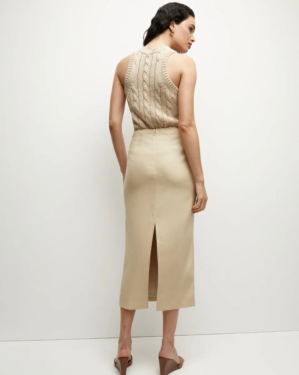 Kimpton Stretch-Linen Skirt in Stone Khaki>Veronica Beard Best