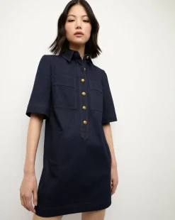 Koulis Mini Denim Dress in Dark Wash>Veronica Beard