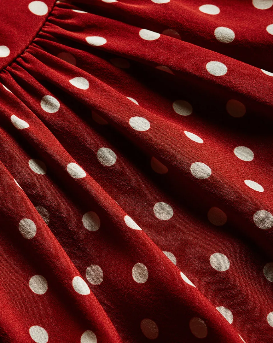 Kovi Polka-Dot Halter Top in Brick Red/Ecru>Veronica Beard Outlet