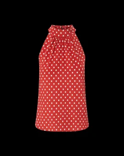 Kovi Polka-Dot Halter Top in Brick Red/Ecru><noscript><img width=