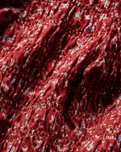 Langston Smocked Top in Brick Red/White><noscript><img width=