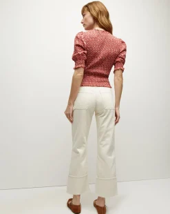 Langston Smocked Top in Brick Red/White><noscript><img width=