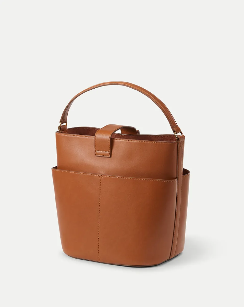 Large Crest Lock Bucket Bag in>Veronica Beard Outlet