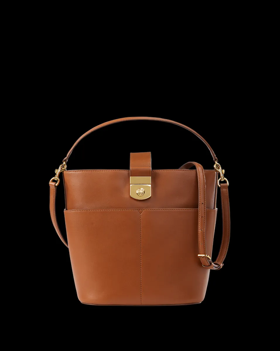 Large Crest Lock Bucket Bag in>Veronica Beard Outlet
