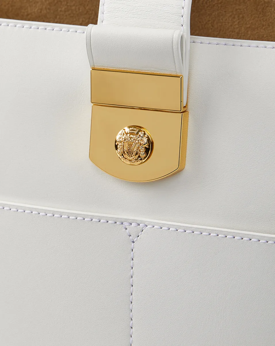 Large Crest Lock Bucket Bag in>Veronica Beard Outlet