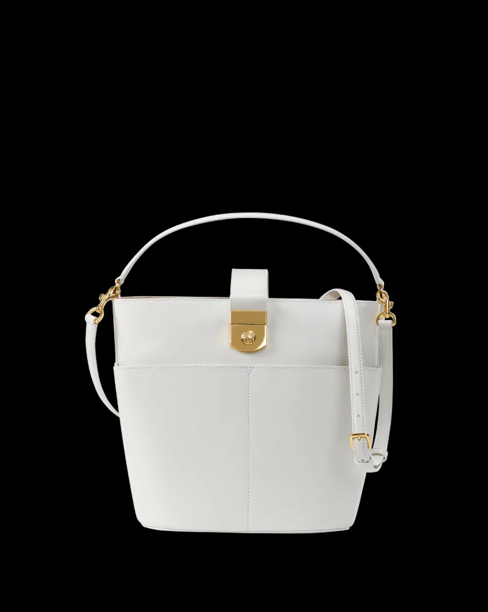 Large Crest Lock Bucket Bag in>Veronica Beard Outlet