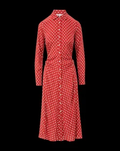 Lex Polka-Dot Dress in Brick Red/Ecru><noscript><img width=
