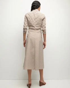 Lex Striped Dress in Deep Ochre/White><noscript><img width=