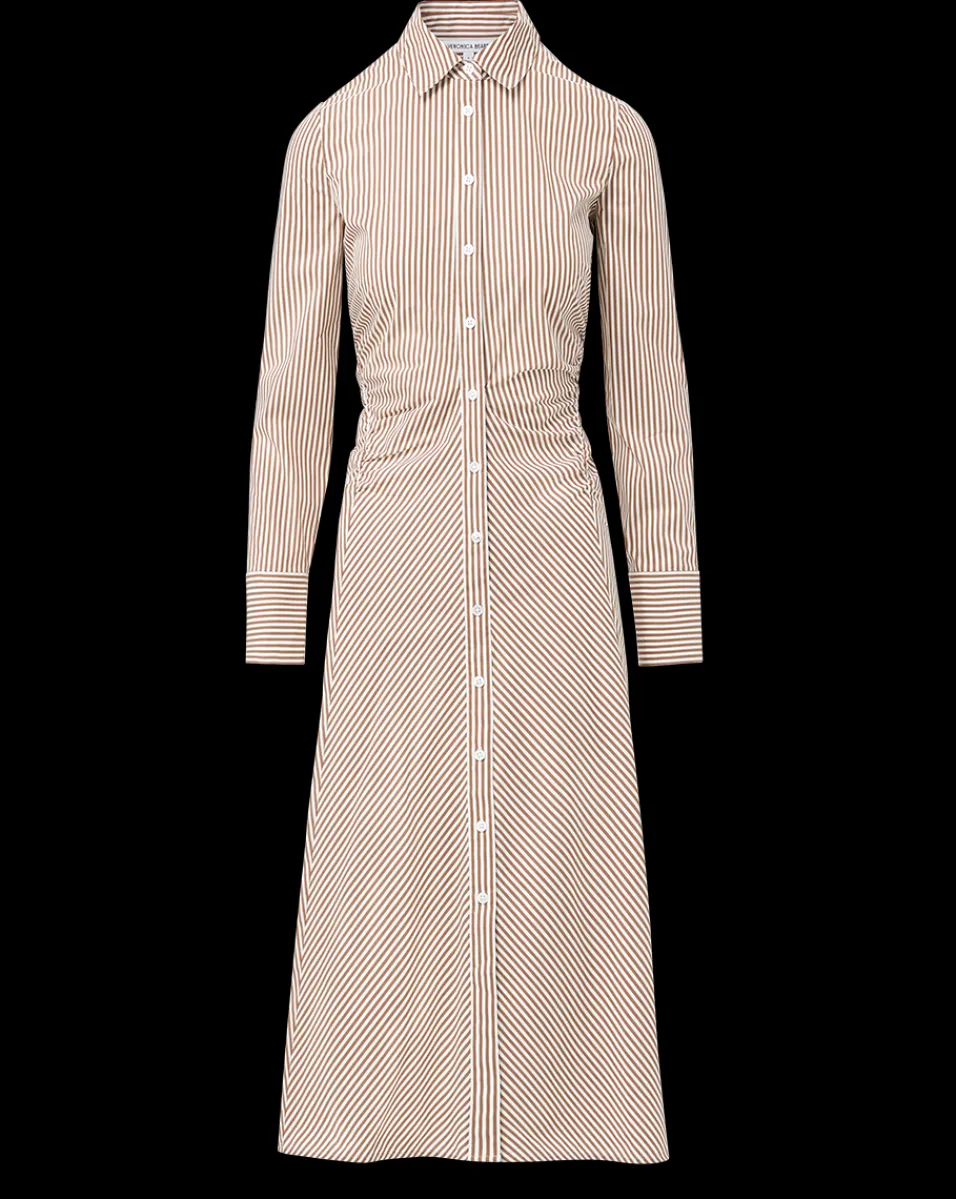 Lex Striped Dress in Deep Ochre/White>Veronica Beard New