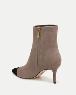 Lisa Cap-Toe Heeled Boots in Taupe & Black><noscript><img width=