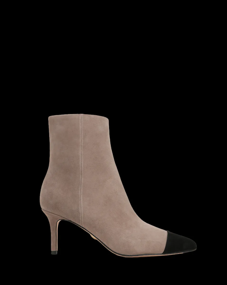 Lisa Cap-Toe Heeled Boots in Taupe & Black>Veronica Beard Outlet