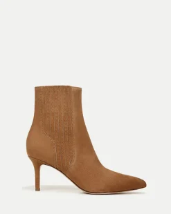 Lisa Mid-Heel Suede Bootie in>Veronica Beard Discount