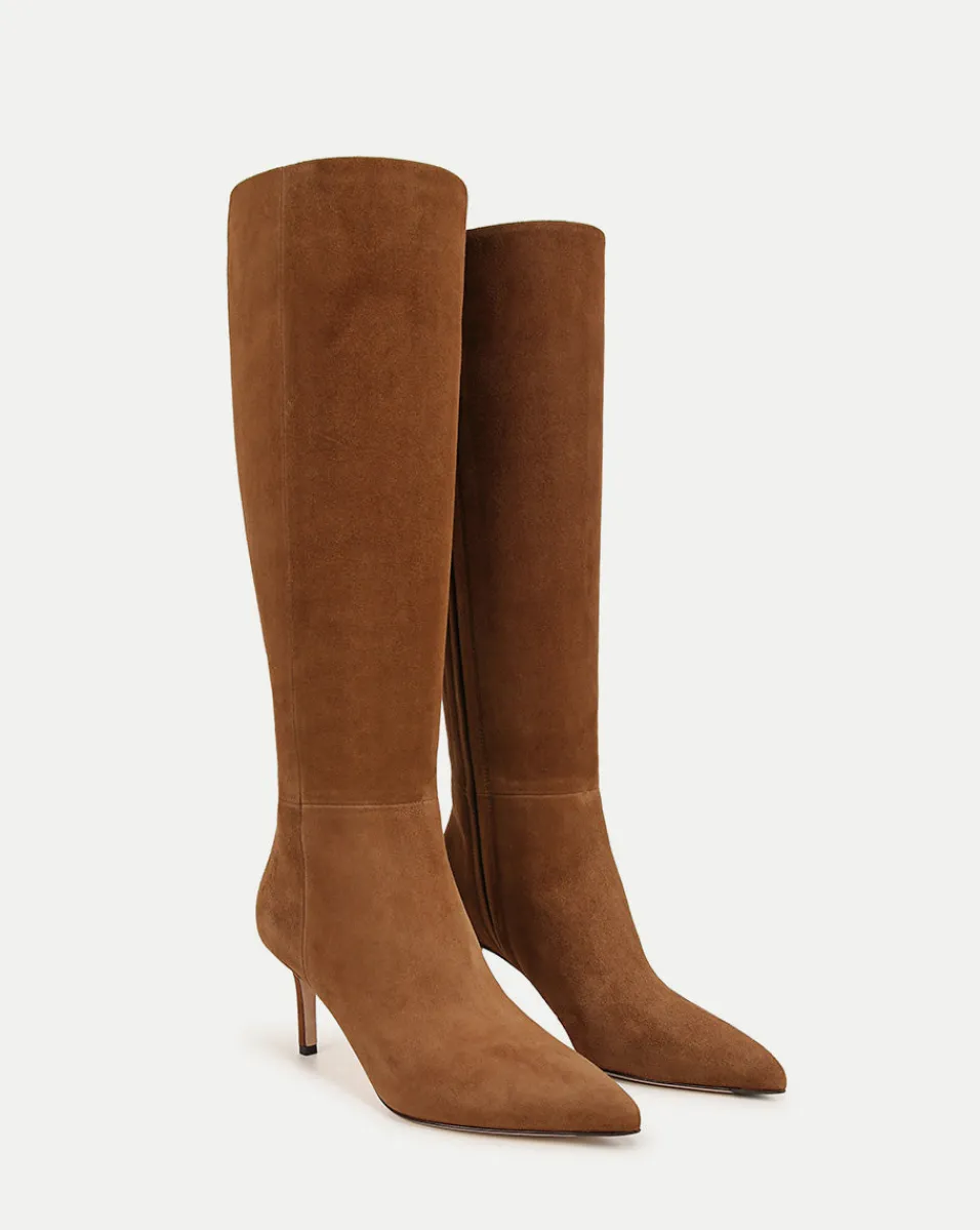 Lisa Suede Mid-Heel Tall Boot in>Veronica Beard Clearance