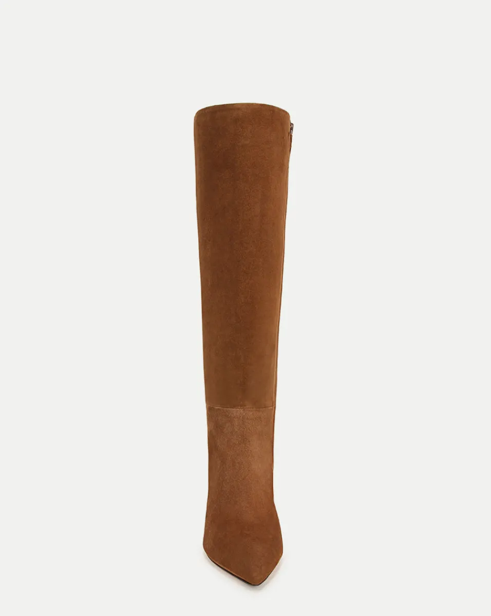 Lisa Suede Mid-Heel Tall Boot in>Veronica Beard Clearance