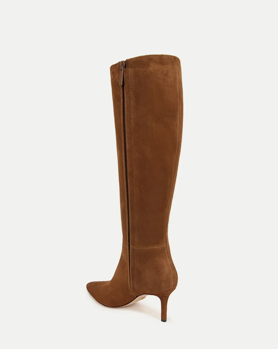 Lisa Suede Mid-Heel Tall Boot in>Veronica Beard Clearance