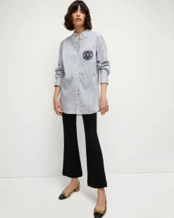 Lloyd Striped Button-Down Top | Logo Crest in>Veronica Beard Best