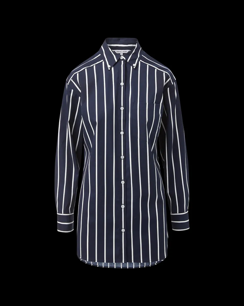 Lloyd Striped Button-Down Shirt in>Veronica Beard Discount