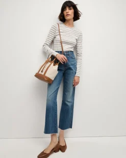 Long Sleeve Pruitt Tee in Off-White Multi>Veronica Beard Discount