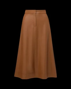 Louise A-Line Pleather Skirt in Tan><noscript><img width=