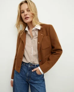 Lyssa Collarless Jacket in Deep Ochre>Veronica Beard Best