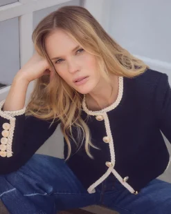 Mabel Collarless Tweed Jacket in><noscript><img width=