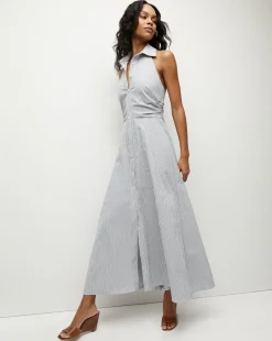 Mackey Seersucker Halter Dress in>Veronica Beard Sale
