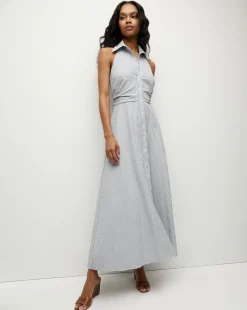 Mackey Seersucker Halter Dress in>Veronica Beard Sale