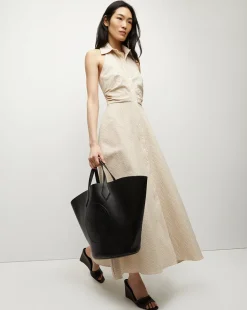Mackey Seersucker Halter Dress in>Veronica Beard Discount